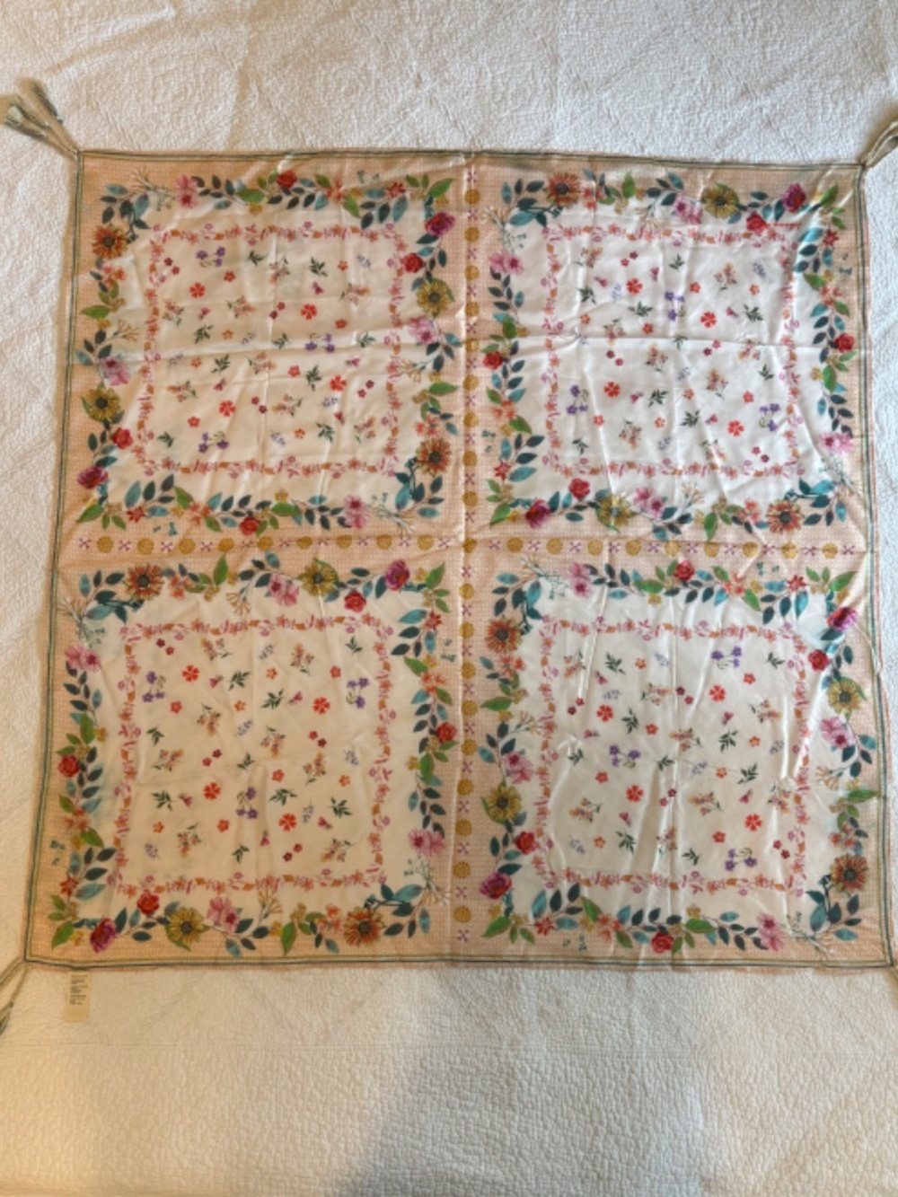 Johnny Was Nani Silk Scarf - Beautiful Bohemian Floral Print - Picture 11 of 13